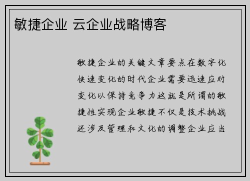 敏捷企业 云企业战略博客