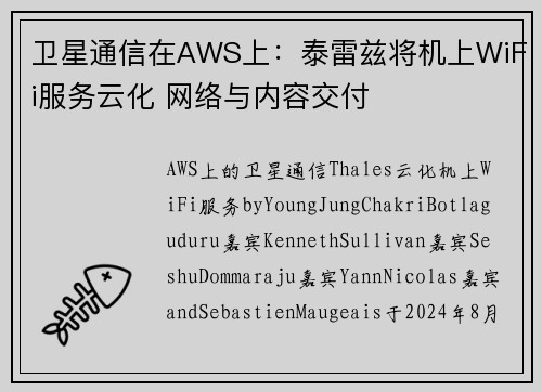 卫星通信在AWS上：泰雷兹将机上WiFi服务云化 网络与内容交付